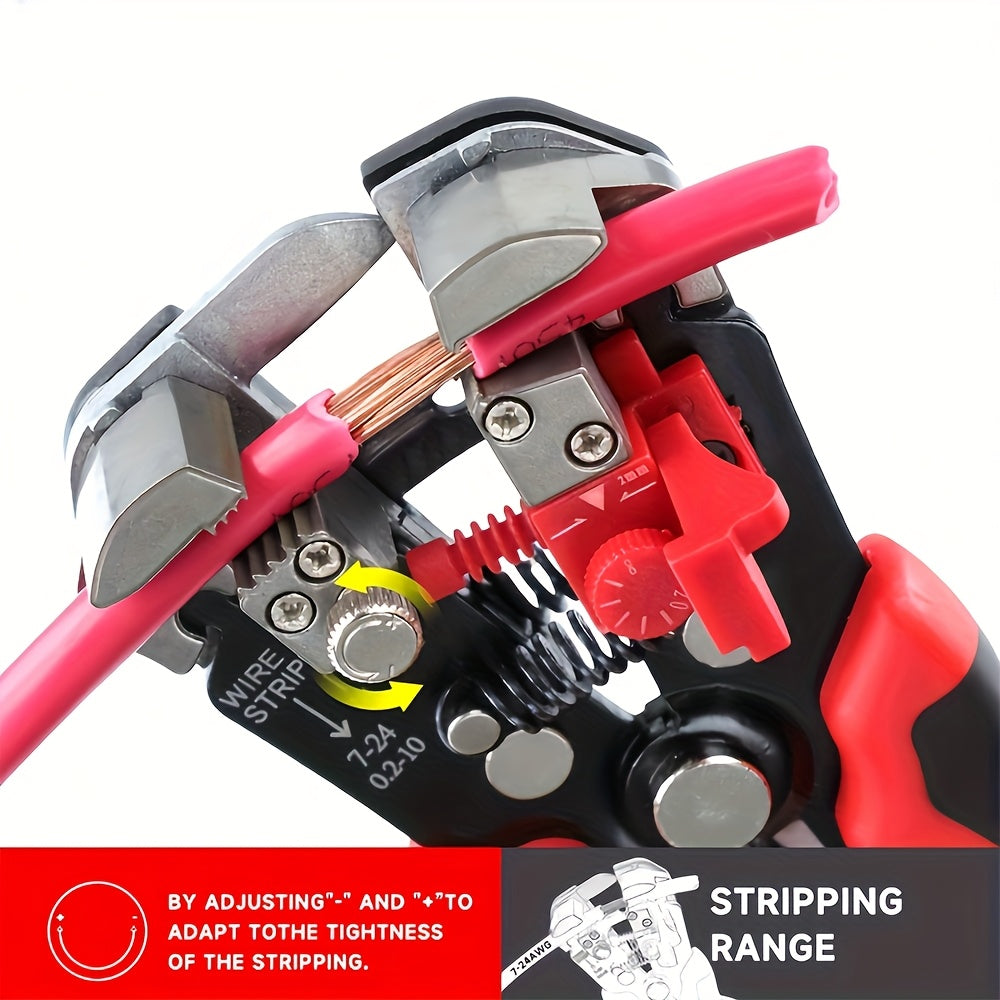 Electrician Automatic Wire Stripper 24-10AWG Multi-Function Cable Cutter Crimper Winding