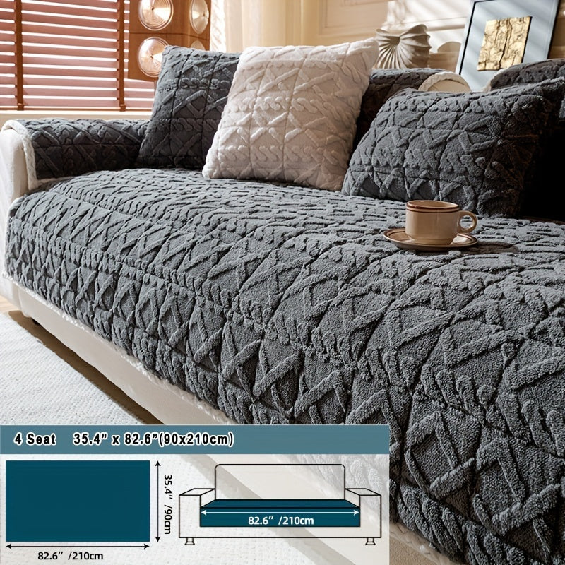 Пушистый чехол для дивана, подходящий для 1-4 человек, устойчивый к пятнам и моющийся в машине