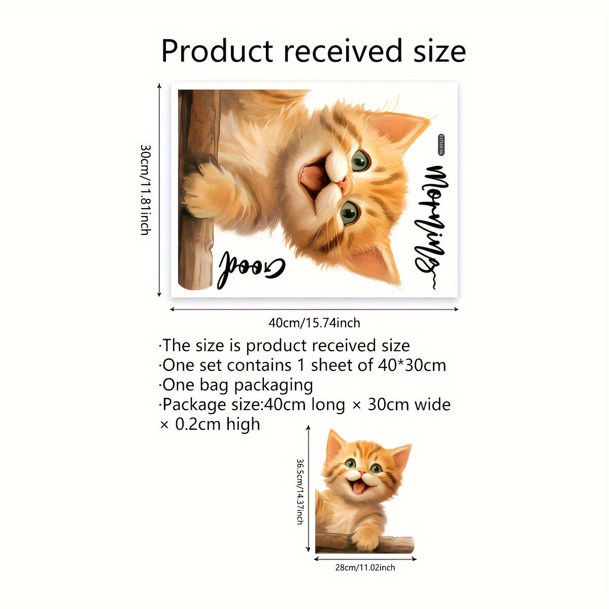 Double-Sided Electrostatic Window Sticker with Cute English Cat Design