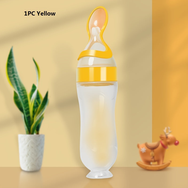 Baby Food Feeder Set with Silicone Bottles Spoons Suction and Rice Paste Spoon