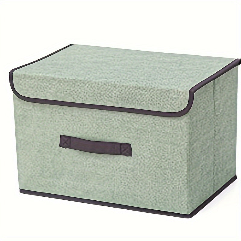 Caja de almacenamiento plegable con tapa de tela de aspecto lino para ropa y enseres