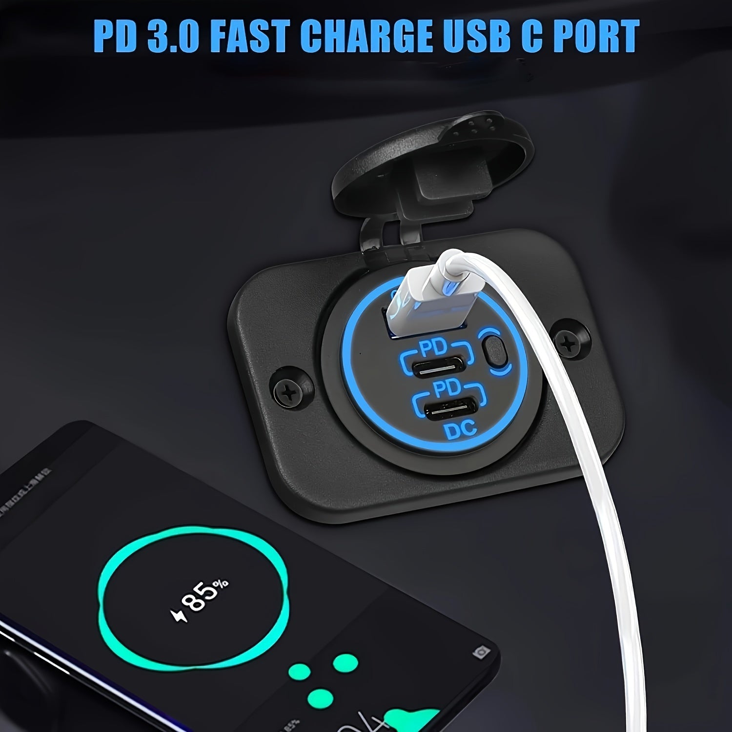 Avtomobil USB Tez Zaryadlovchi Uch Portli Type-C PD QC 3.0 Transportlar Qayiqlar uchun