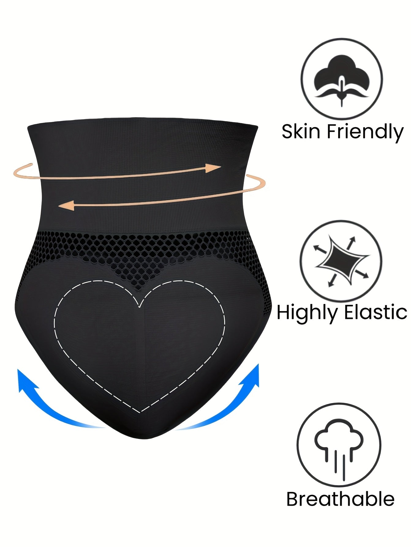 Men's High-Waist Padded Butt Lift Shapewear Shorts Breathable Nylon Elastane