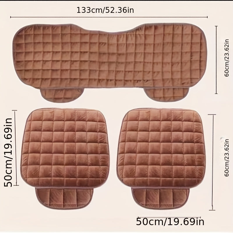 Universal Car Seat Cover Set Winter Thick Quilted Velvet Anti-slip