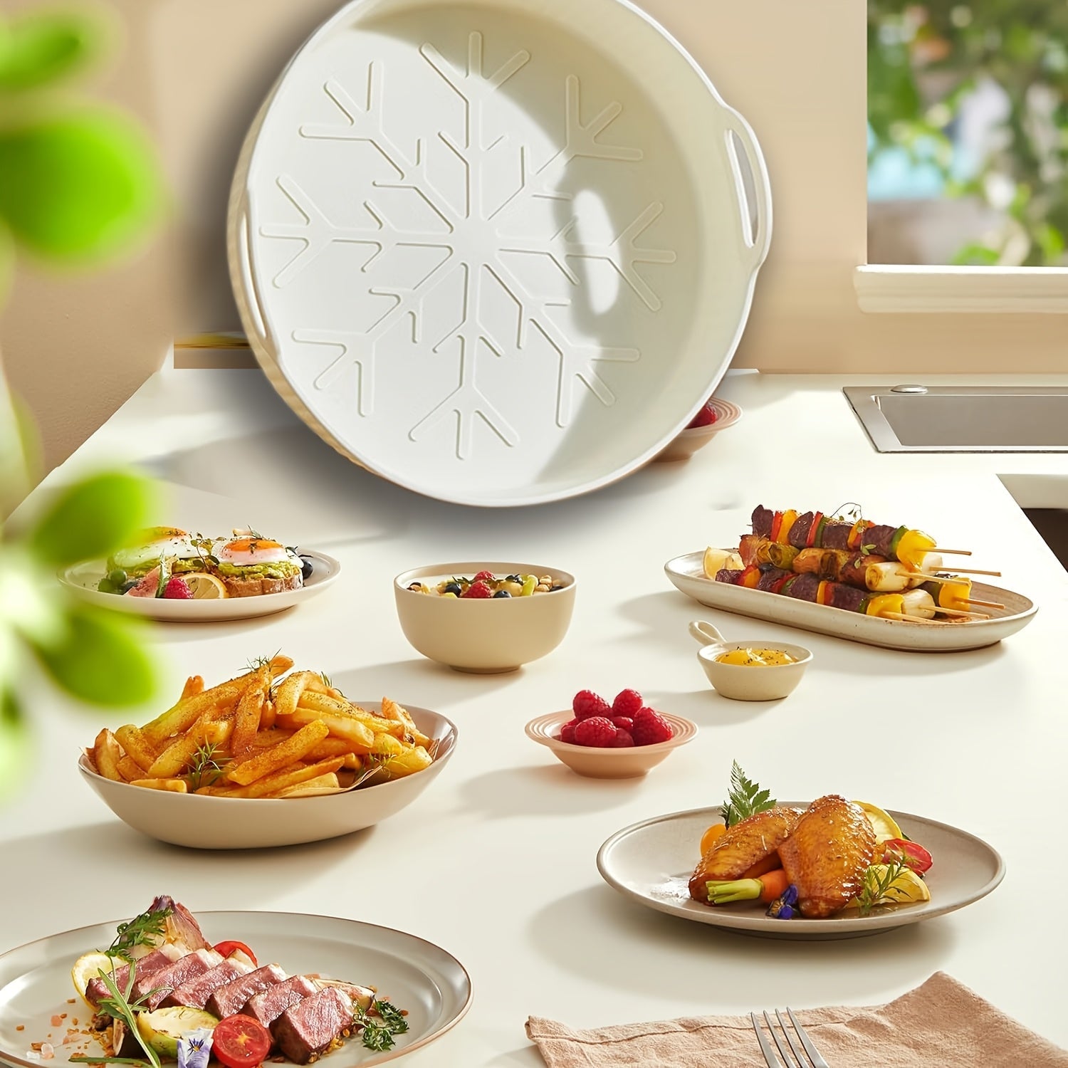 FROVEN silikon havo fritöre linerlari, 22.86 sm doira o'lchamida, 3 dona qayta ishlatiladigan qalin qozon linerlari, doira havo fritörelar uchun, Ninja, COSORI, DASH, Chefman, Instant va boshqalar bilan mos keladi - Havo fritöre liner aksessuarlar