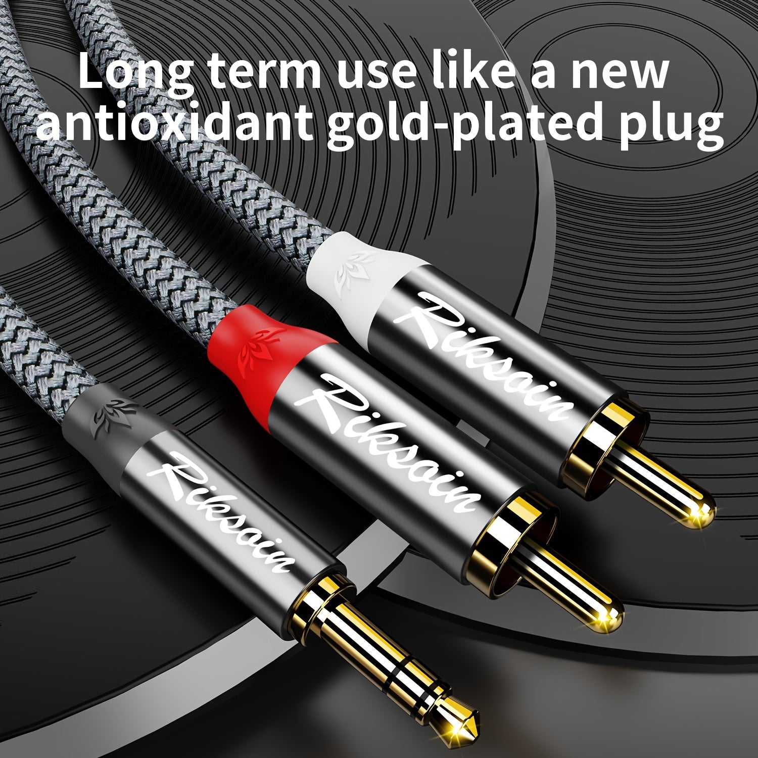 Nylon Braided 3.5mm Male to 2RCA Audio Cable for Stereo Sound Devices