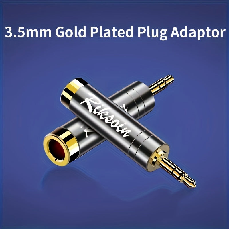 Adaptador de audio de 3.5mm a 6.5mm, chapado en oro, reducción de ruido, aleación gris para instrumentos musicales