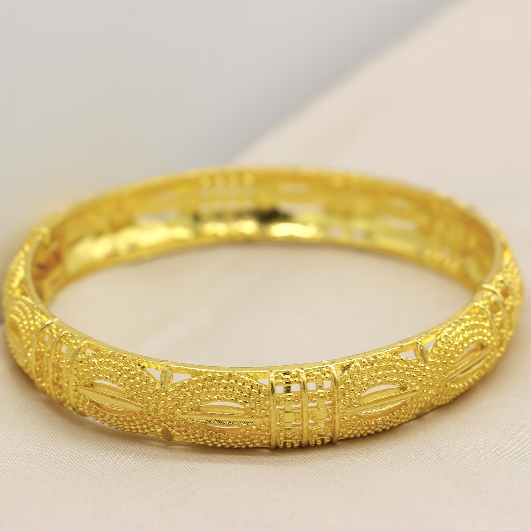 Tribal-Inspired 18K Plated Alloy Cuff Bracelet for Daily Wear and Weddings