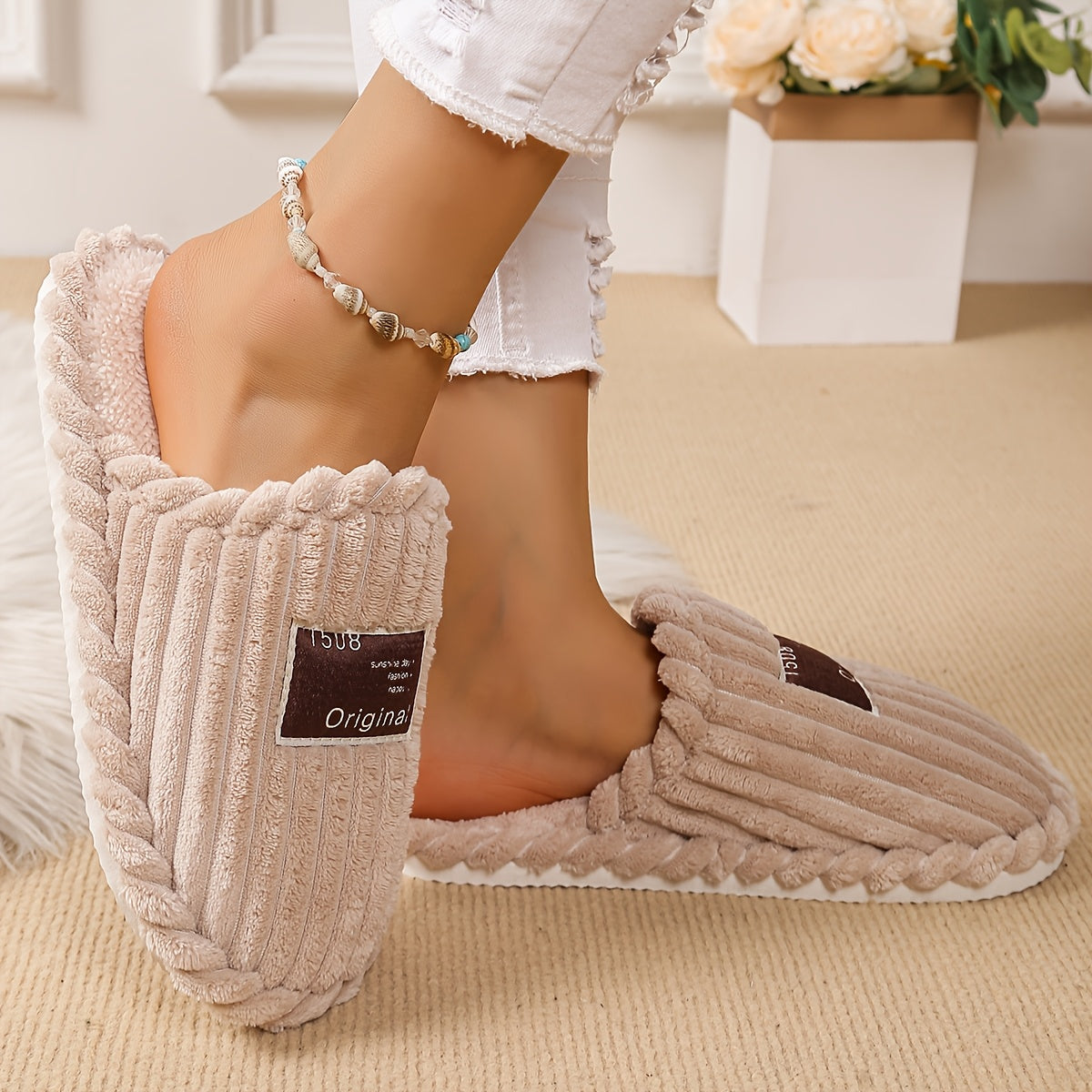 Unisex Winter Slip-On Slippers Comfortable Non-Slip Indoor Casual Shoes