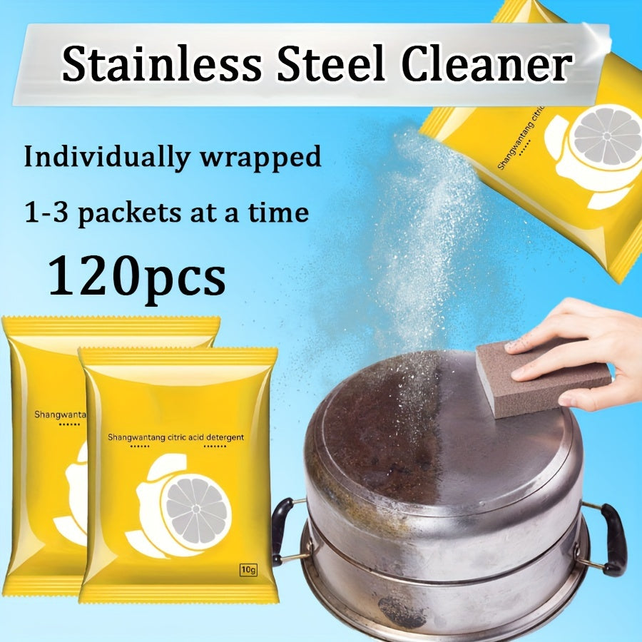 120 Pack Stainless Steel Cleaner Powder 10g Heavy-Duty Degreaser Non-Toxic