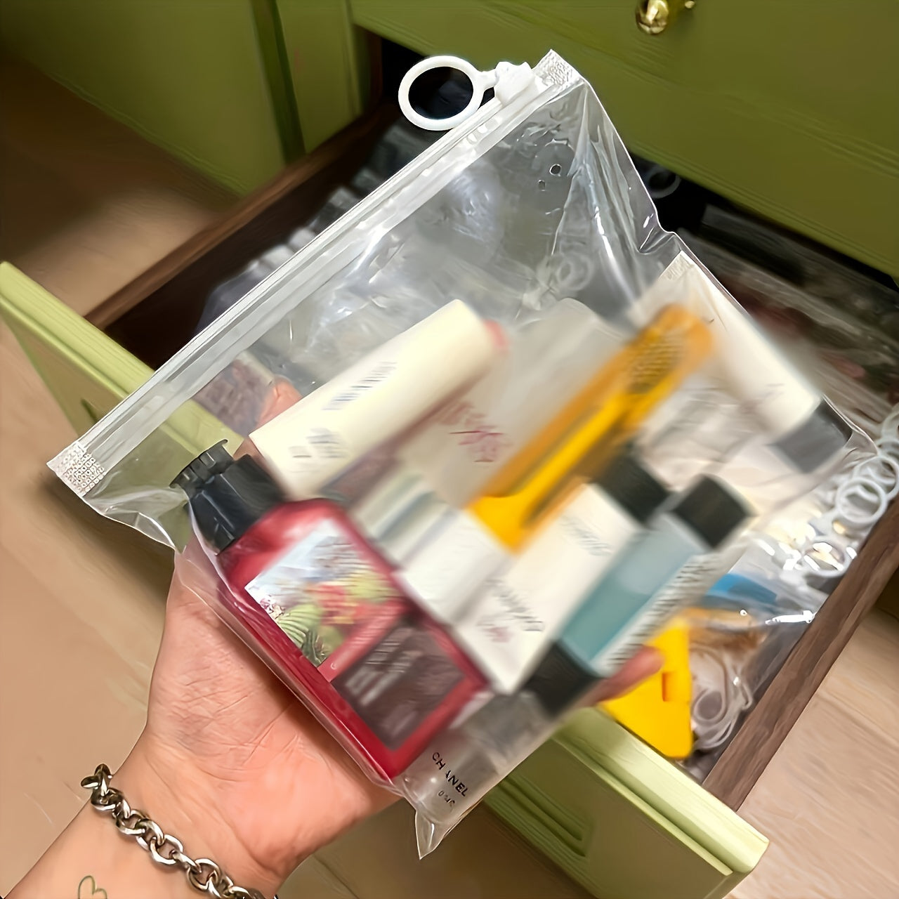 Set of 5 Extra Thick Clear PVC Storage Bags Resealable Travel Cosmetic Stationery