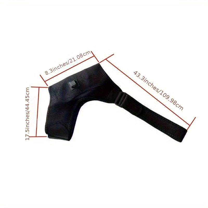 USB Rechargeable Heated Shoulder Brace with Adjustable Strap and 3-Level Temperature Control