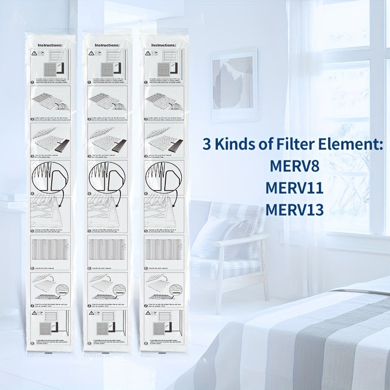 Set of 4 Pleated Air Filters for HVAC Furnace Replacement No Frame
