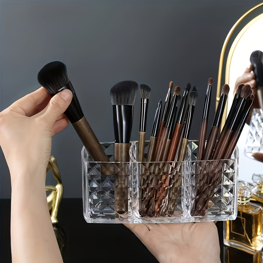 Organizador de maquillaje de acrílico con múltiples compartimentos, caja de almacenamiento transparente independiente para baño y sala de estar