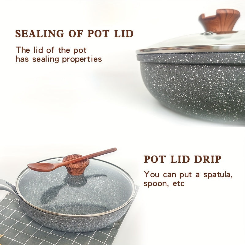 Cornstone Non-Stick Flat Bottom Pot with Lid and Tempered Glass Cover for Home Cooking