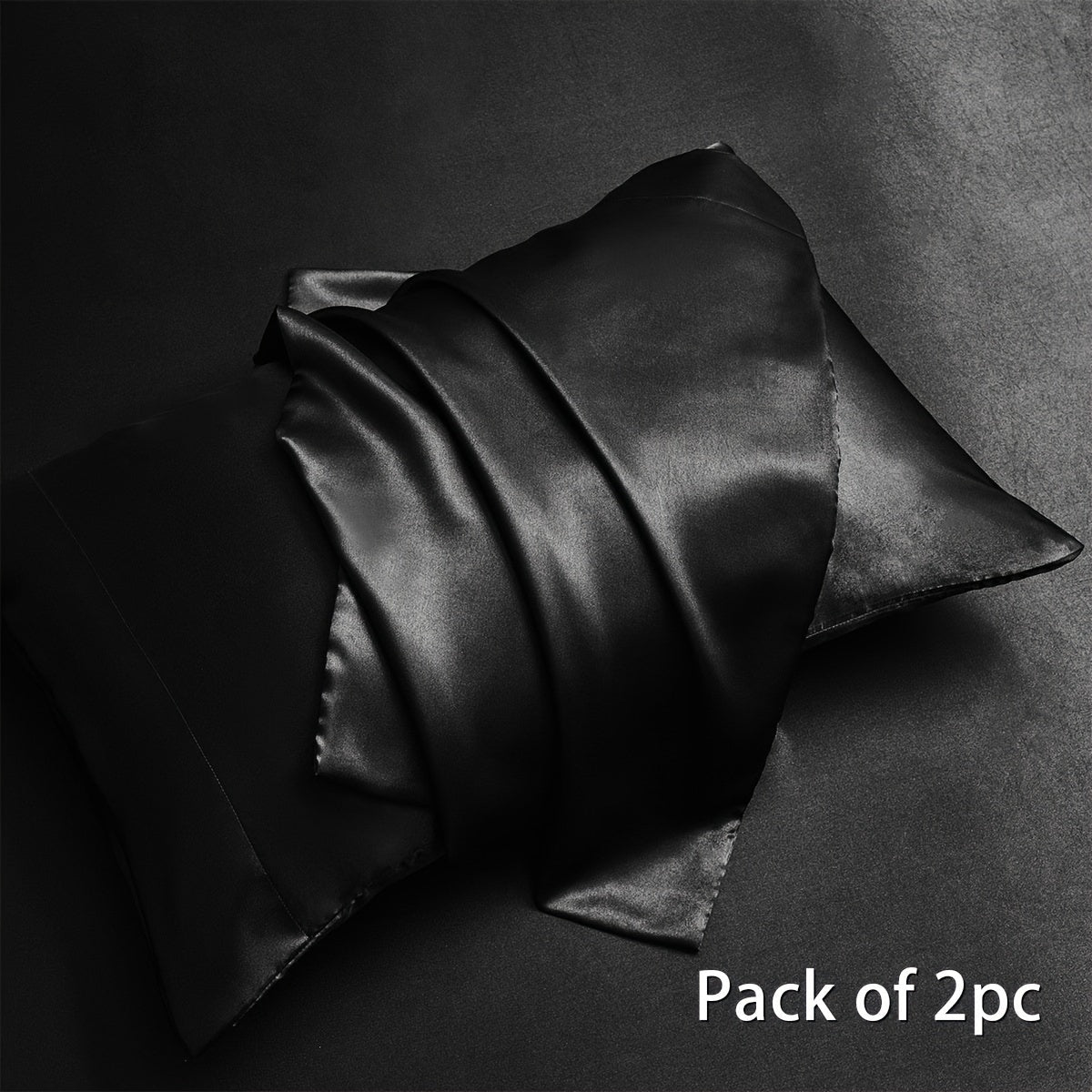 Juego de 2 fundas de almohada de satén de colores sólidos para dormitorio o sala de estar