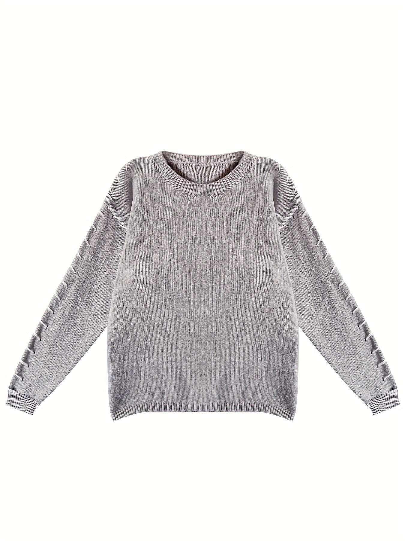 Women's Plus Size Knit Sweater Crew Neck Long Sleeve Fall Winter Solid
