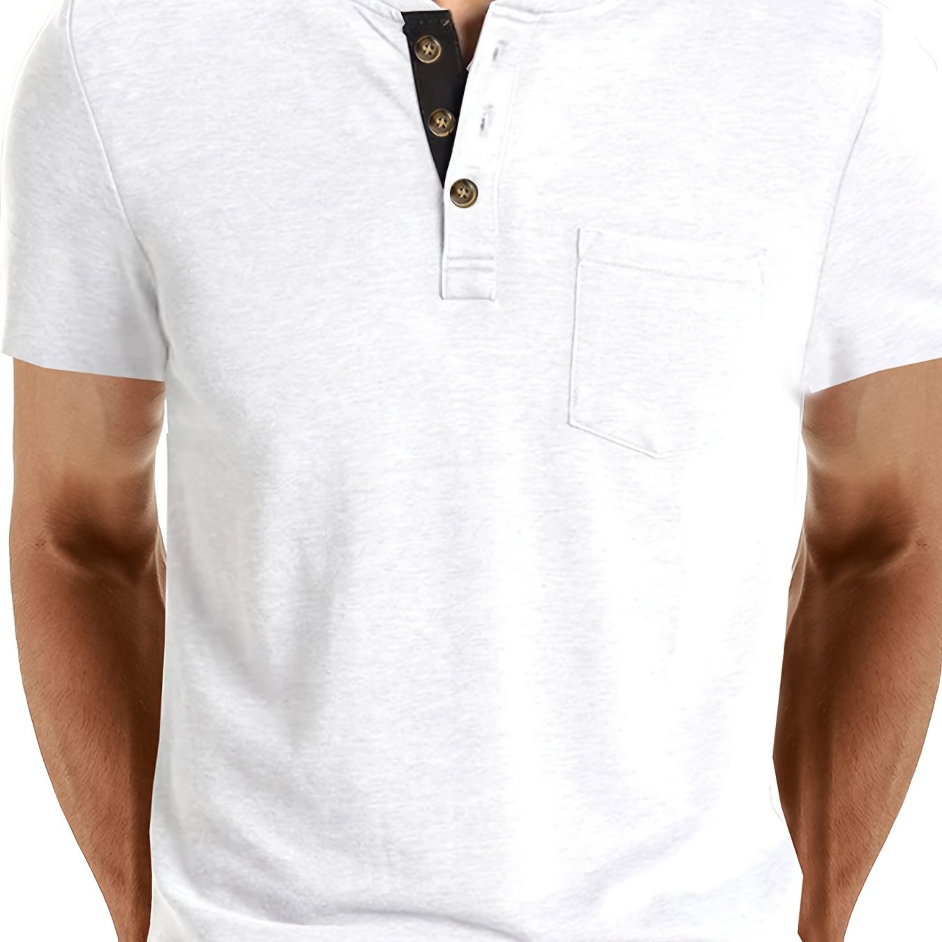 Plus Size Men's Short Sleeve Henley Shirt Lightweight Polyester Blend Spring Autumn Casual