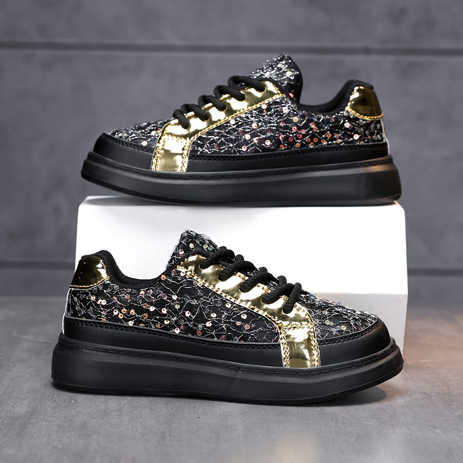 Girls' Sparkly Blue Sequin Sneakers with Purple Accents for Outdoor Play and Casual Wear