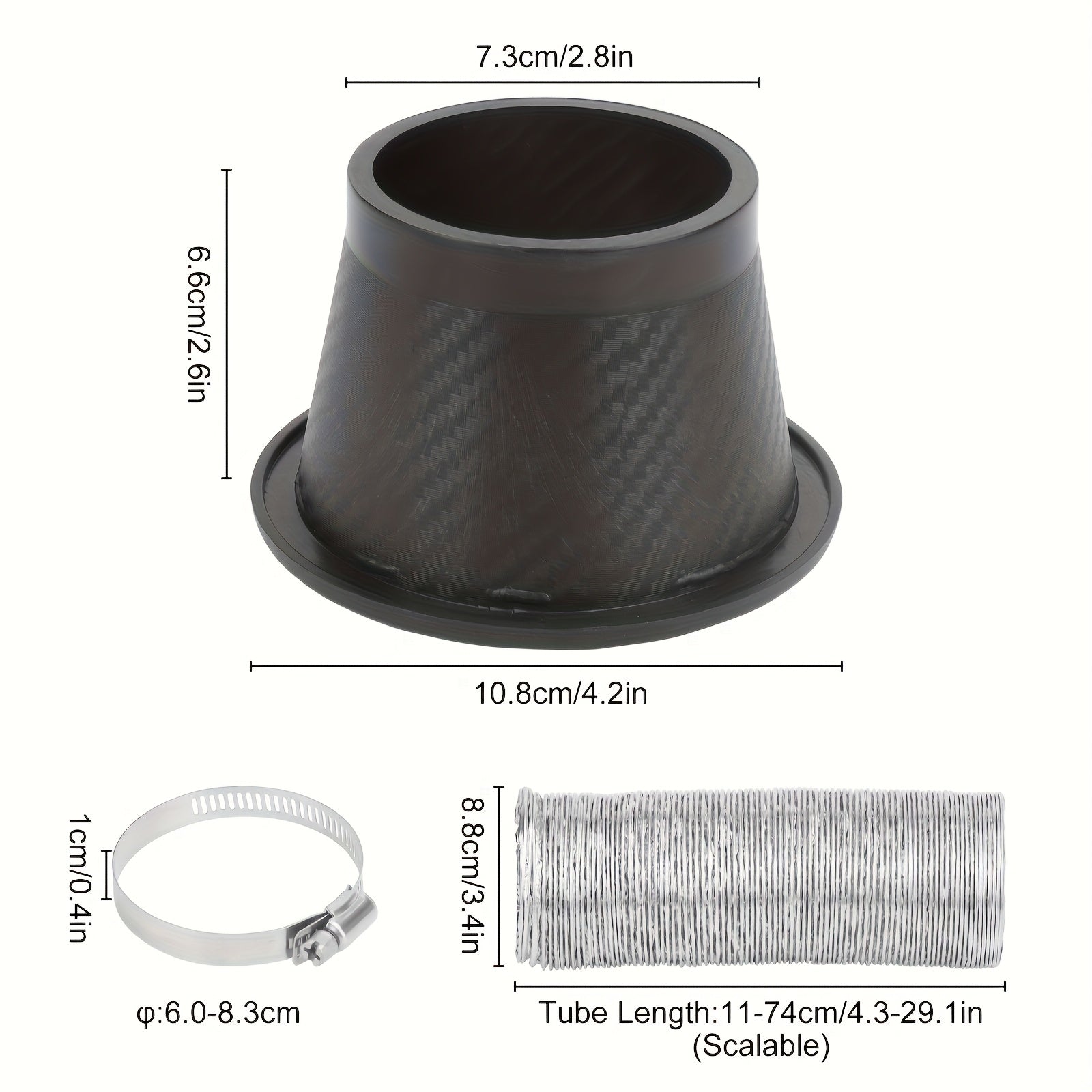 Трубка впуска автомобиля с узором из углеродного волокна, круглая, квадратная, ABS, теплоотвод