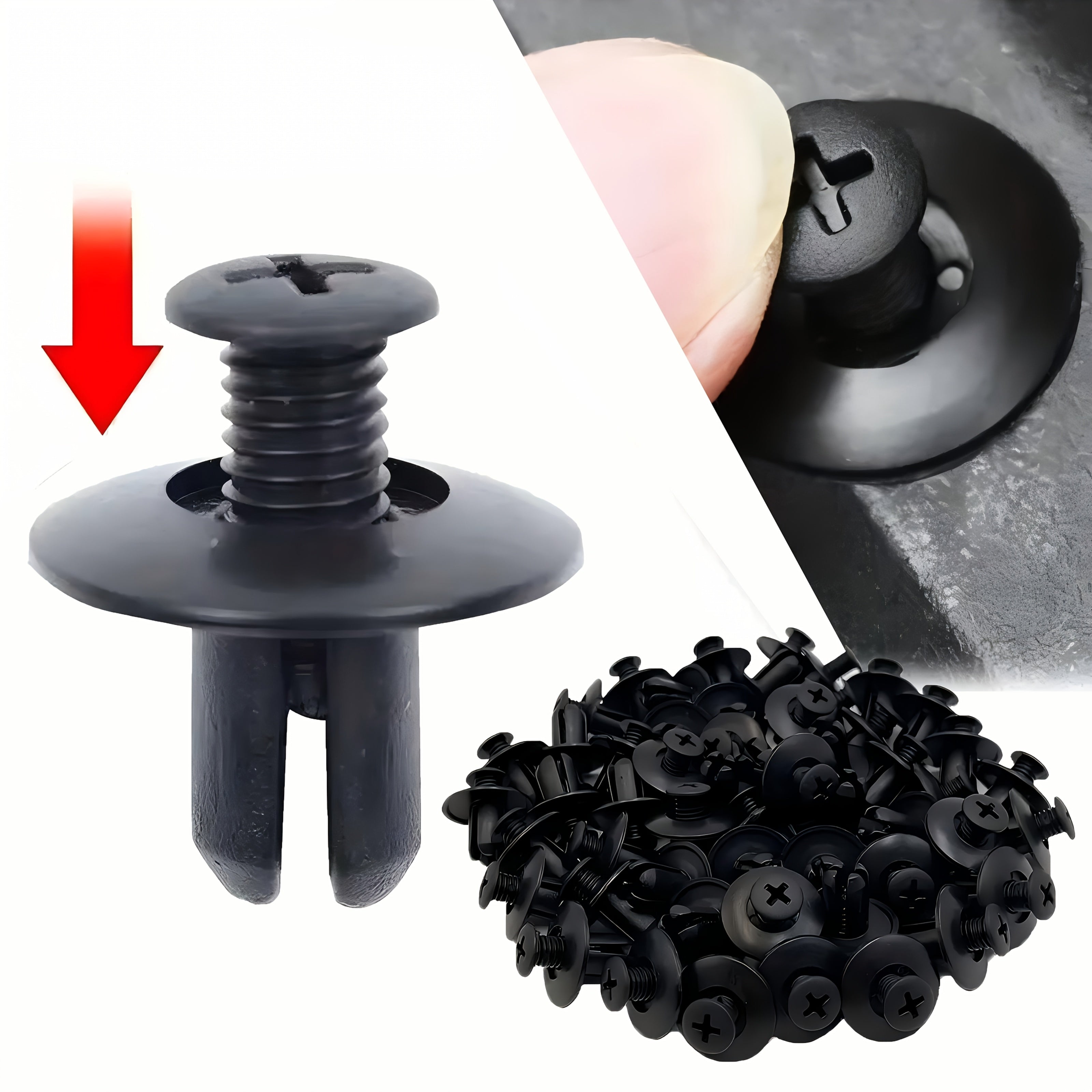 Car Plastic Rivets Fasteners 8mm Black Auto Bumper Body Repair 30/60/80 Pack