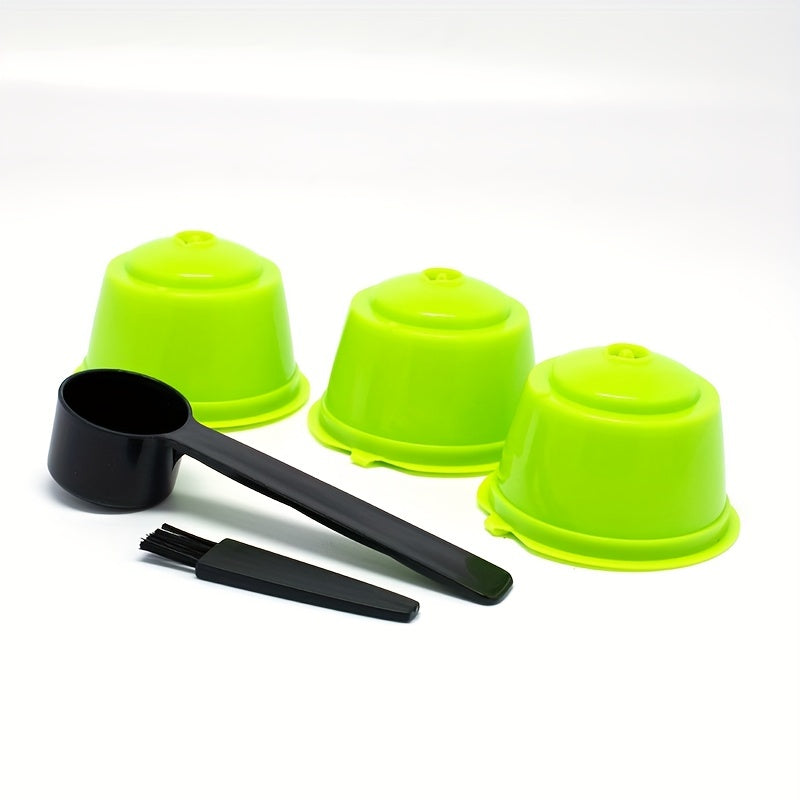3pcs Reusable Coffee Filter Cups for Dolce Gusto Capsules with Brush and Spoon