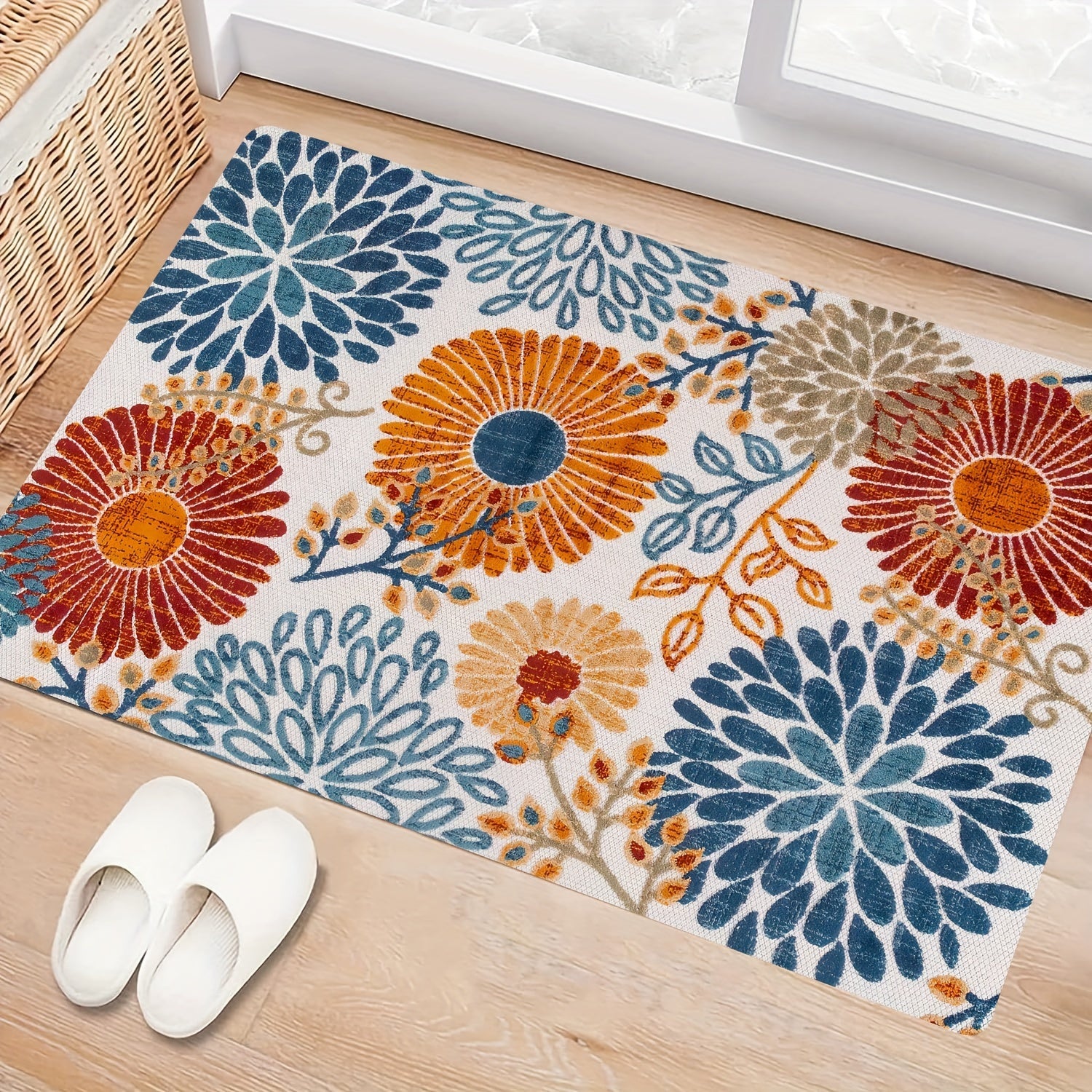 Zamonaviy gullli hudud gilami, yuviladigan, sirpanmaydigan, doiralar dizayni, yashash xonasi yoki kirish uchun