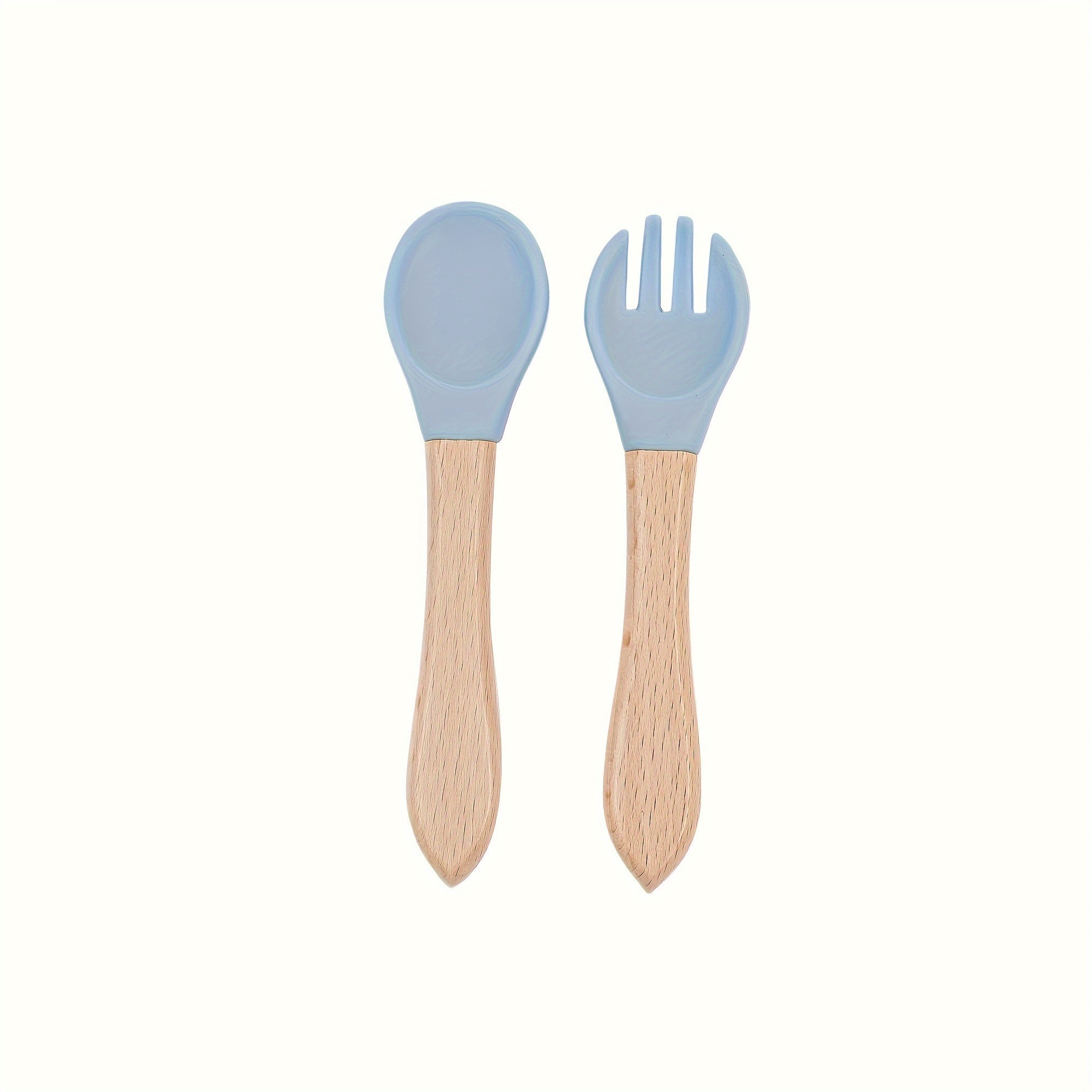 Baby Feeding Set Bamboo and Silicone Fork and Spork for Toddler Self-Feeding