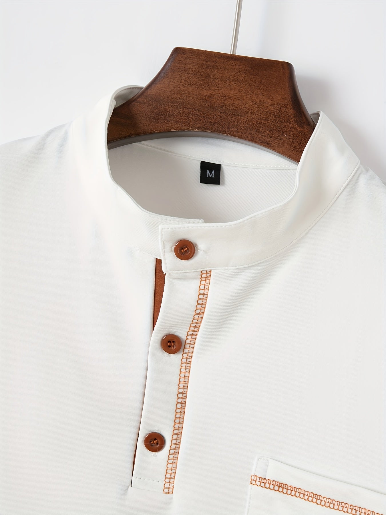 Camisa polo de punto de poliéster para hombre con bolsillo, manga corta, cuello alto, ajuste regular, casual