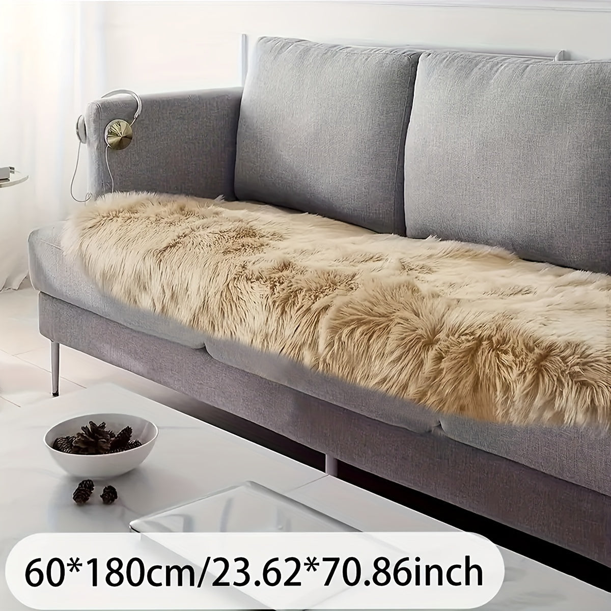 High-Pile Imitation Wool Bedside Rug Thick Fluffy Soft Machine Washable for Living Room