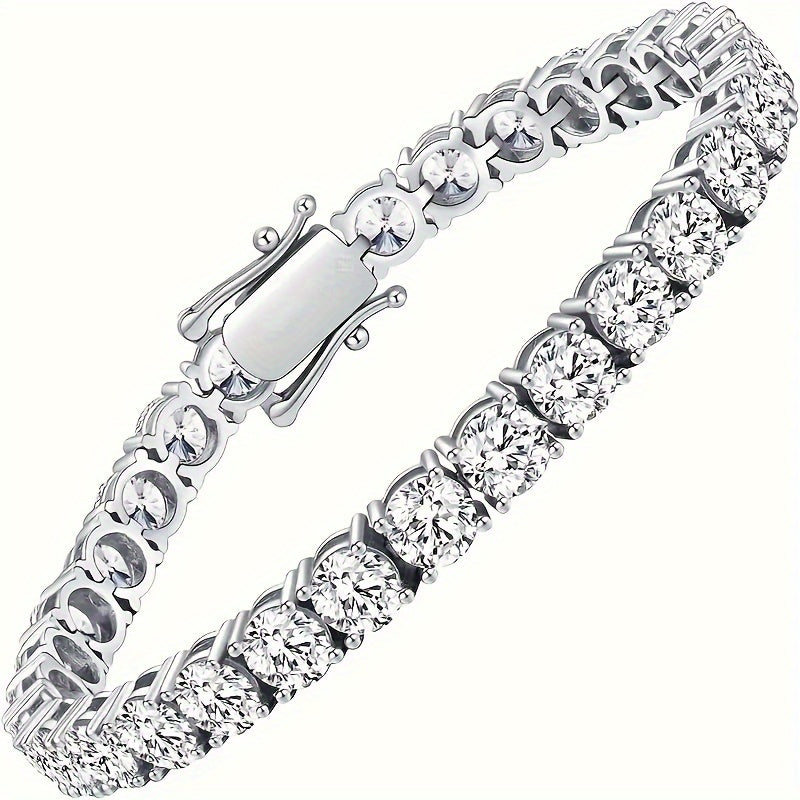Moissanite Tennis Bracelet 10.5-14ct Lab-Created Diamonds 18k White Gold Plated Silver