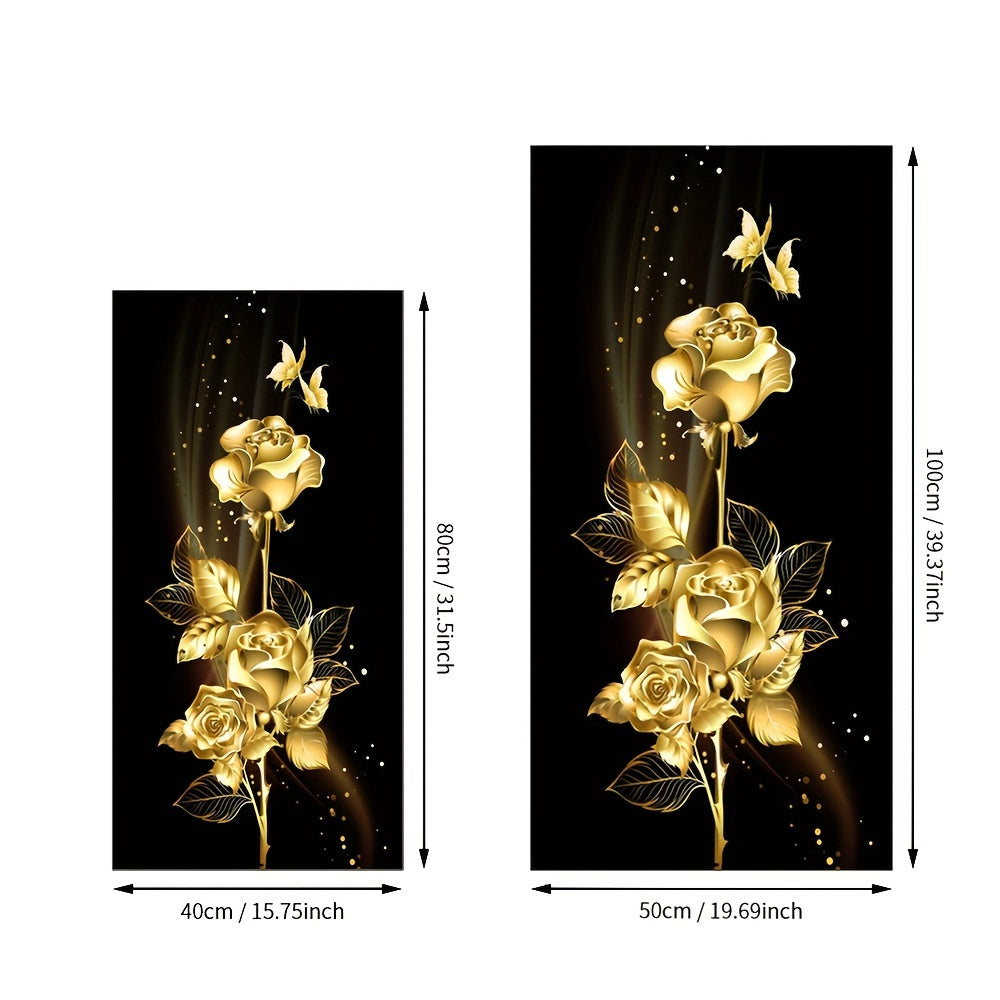 Zamonaviy devor bezaklari uchun Oltin Gul Rasmli Kanvas, yashash xonasi uchun