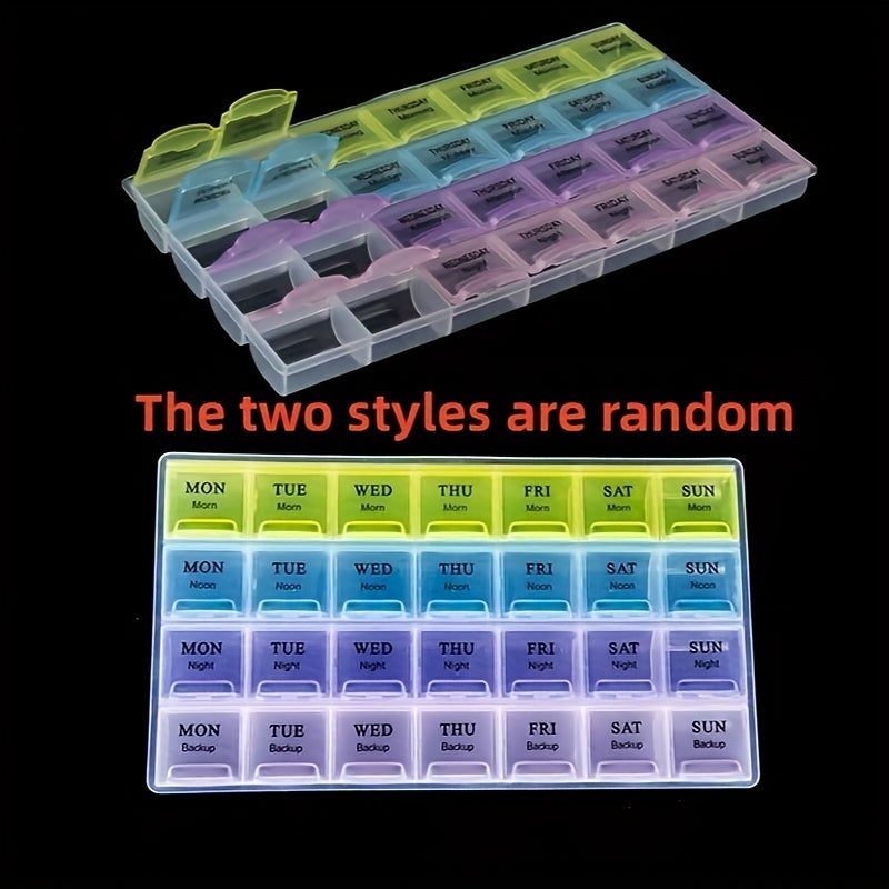 Colorful 4-Week Pill Organizer Compact 28-Compartment Medicine Box