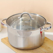 Stainless Steel Soup Pot Double Ears Thickened 5-Layer Bottom for Gas Stove and Induction