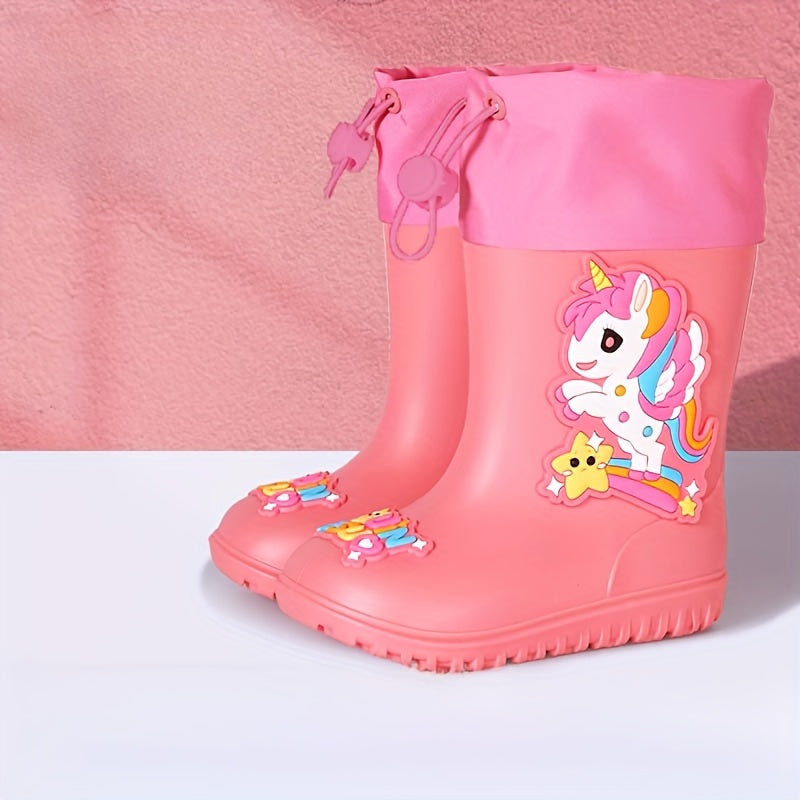 Unisex PVC Rain Boots for Boys and Girls Long Waterproof Shoes for All Seasons