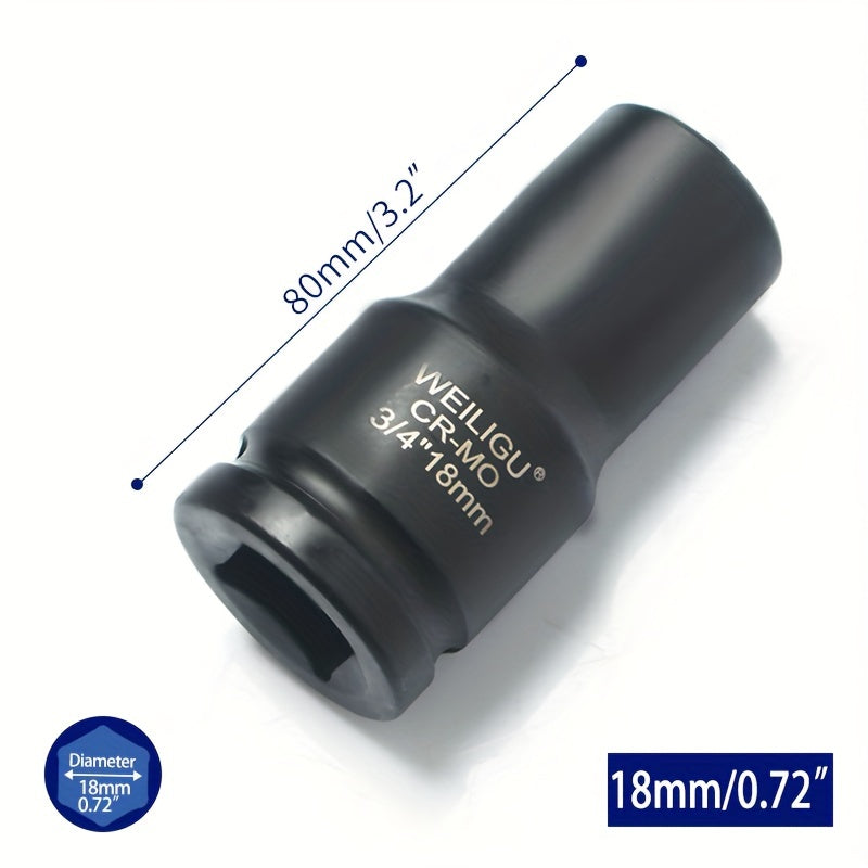 Тяжелая пневматическая головка-ключ 3/4 дюйма, средняя длина, хром-ванадий