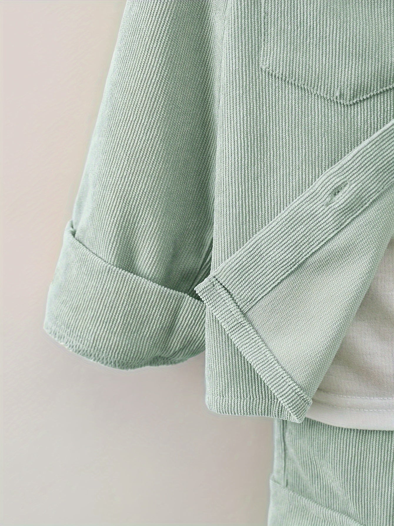 Boys' Casual Corduroy Co-Ord Set with Long Sleeve Shirt and Jogger Pants for Spring and Fall