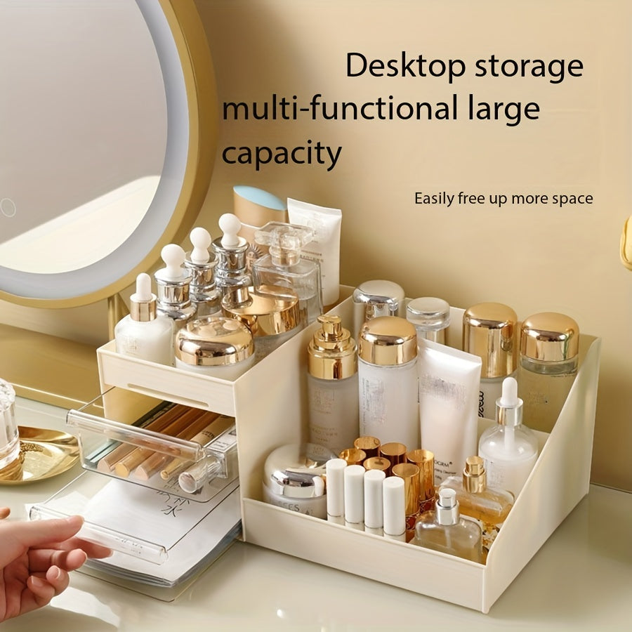Clear Acrylic Makeup Organizer with Drawers for Skincare Brushes Accessories Countertop Storage