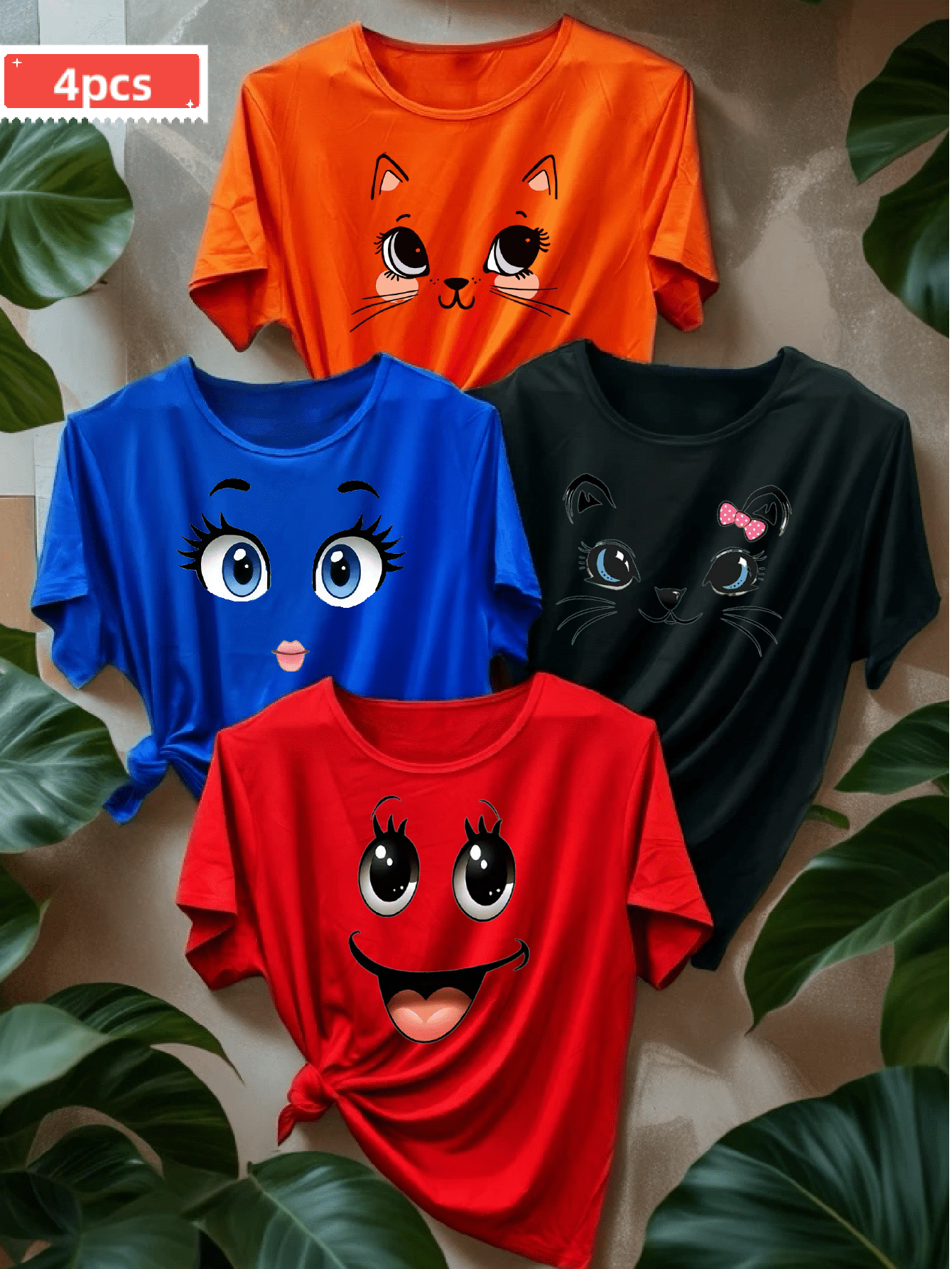 Women’s Graphic T-Shirts Polyester Blend Short Sleeve Casual Tops Vibrant Colors