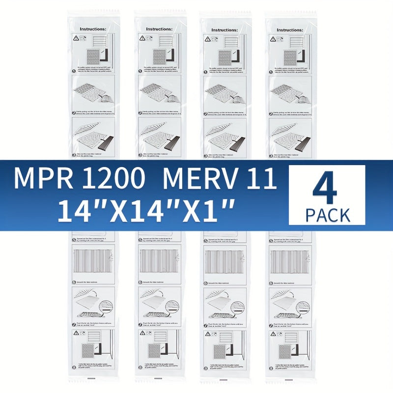 4 ta TopWell qiyshiq havo filtrlari to'plami AC/HVAC pechka havo filtri - Qayta ishlatiladigan havo filtri uchun almashtirish (ramkasiz) - 4 ta to'plam