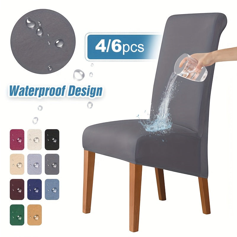 Waterproof Fiber Fabric Chair Cover for High-Back Chairs Set of 4 or 6 Living Room Office Home Decor