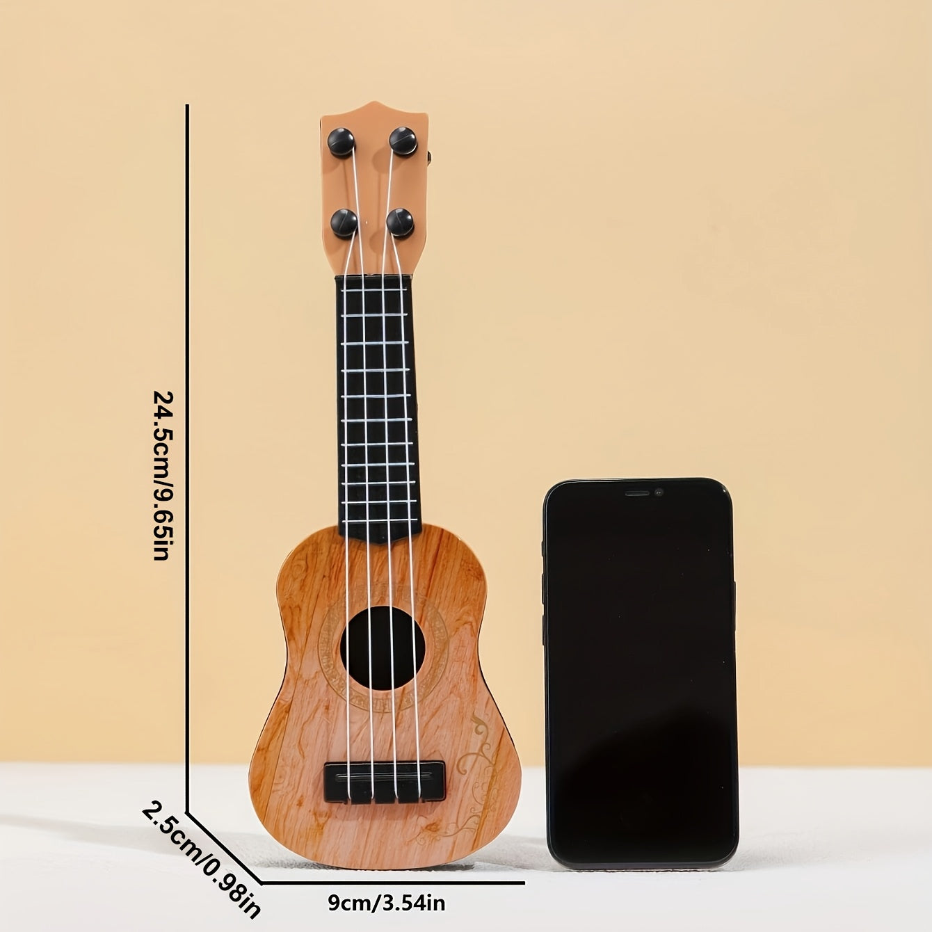 Miniature Yellow Plastic Ukulele Figurine for Home Office Decor Gift for Music Enthusiasts