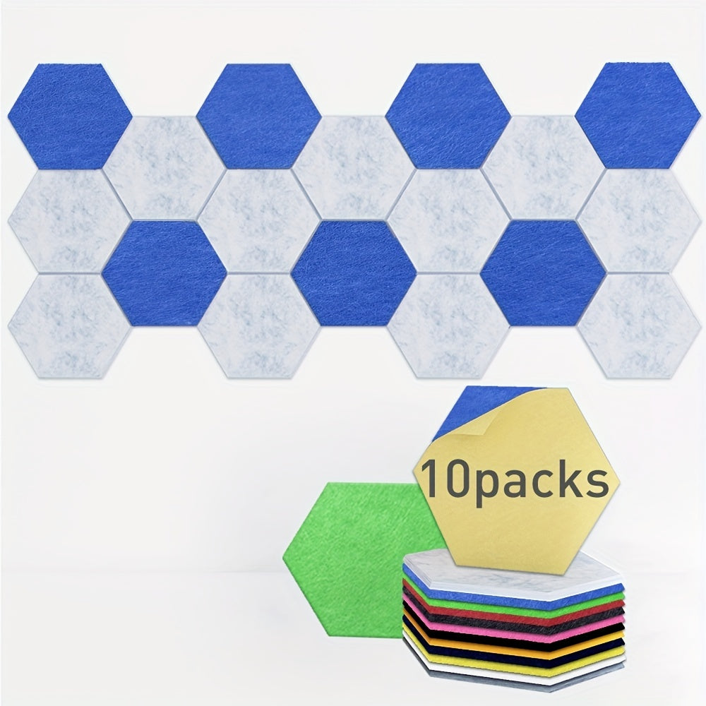 Set of 10 Hexagonal Soundproofing Wall Stickers Acoustic Panels for Bedrooms Offices Studios