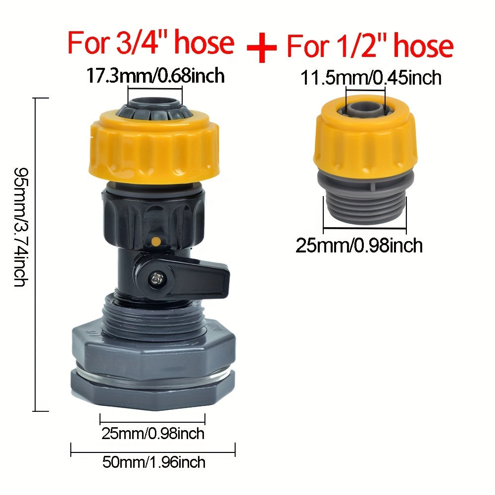 3/4 Inch Plastic Garden Hose Fitting Rain Barrel Overflow Kit with Seal Gasket