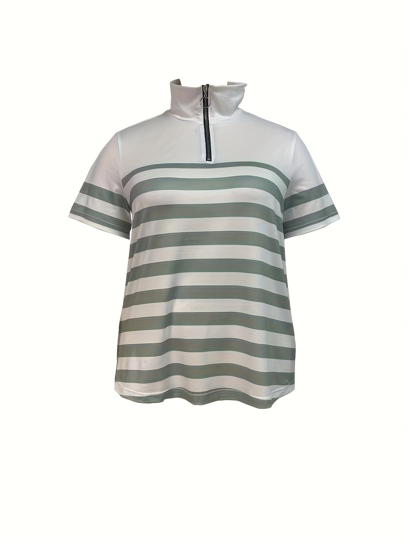 Women's Polyester Striped Casual T-Shirt Short Sleeve Summer Top