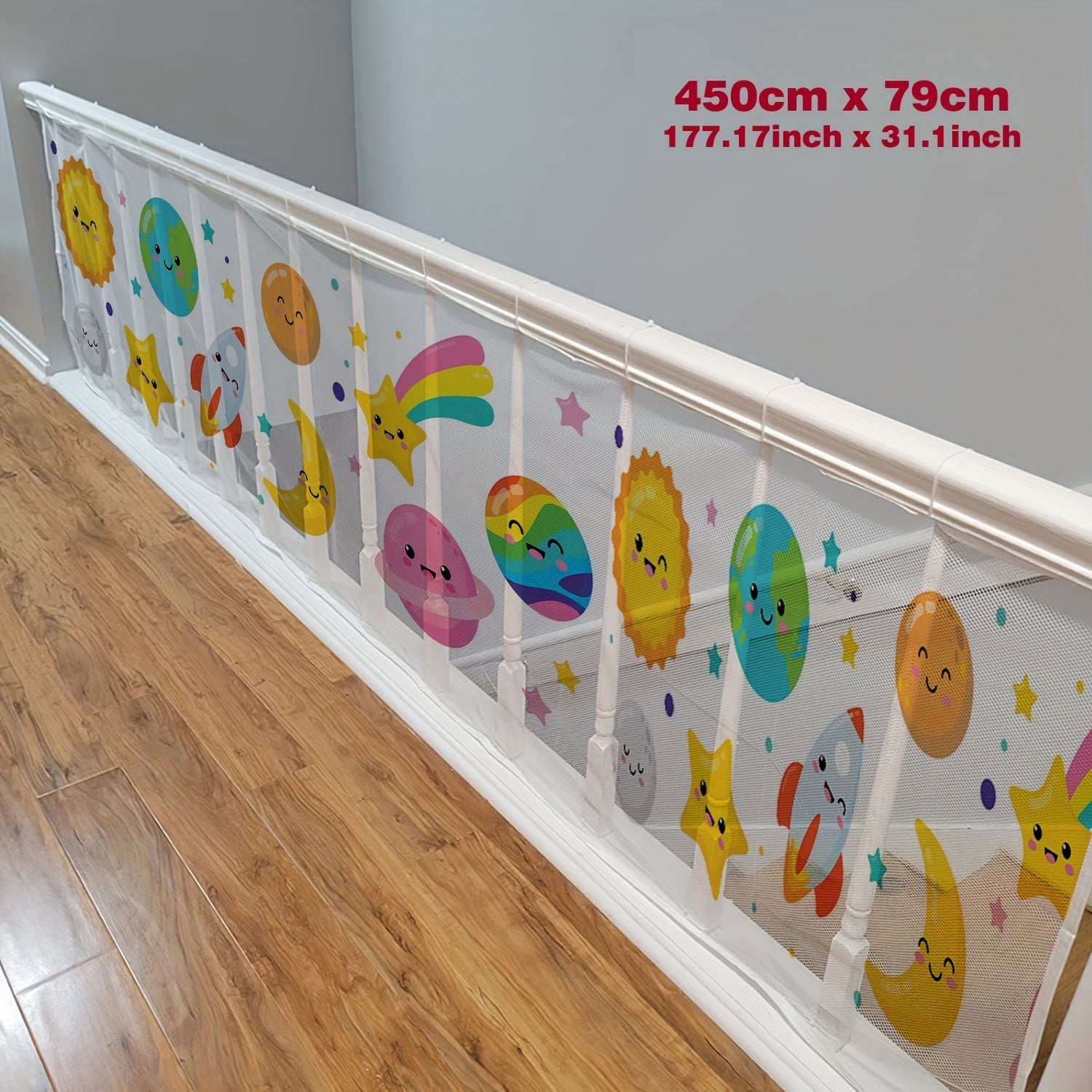 Goldcolin Bolalar Xavfsizlik Tarmog'i To'plami - Yulduz va Oy Dizayni bilan Zina va Balkon Himoyasi, Nontoksik Polyester Toladan Yasalgan