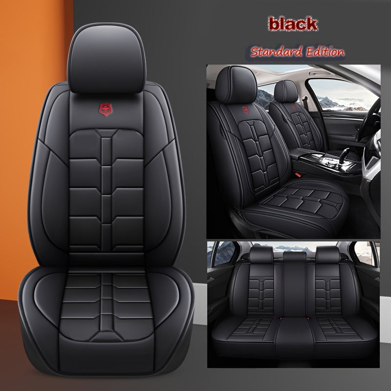 Полные чехлы на автомобильные сиденья для седанов и внедорожников на 5 мест Искусственная кожа Устойчивая к пятнам Легко очищается