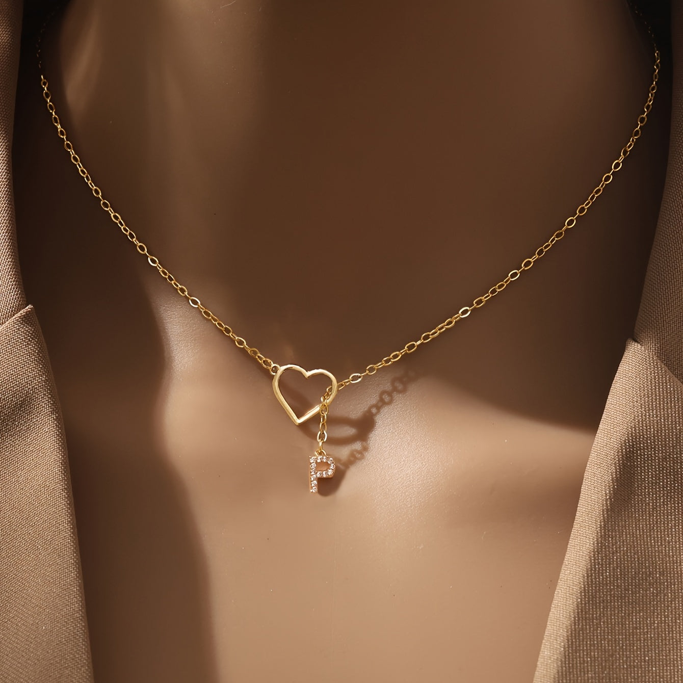 Personalized Letter Pendant Necklace for Women and Teen Girls Zirconia Heart Charm Initials Copper Chain Jewelry