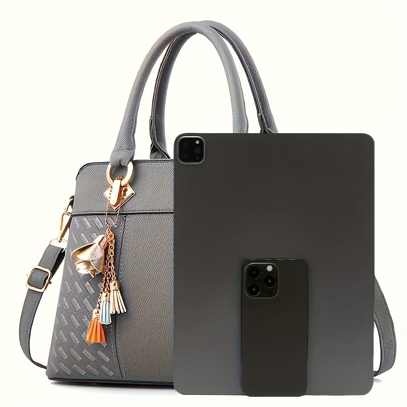 Black Tote Bag for Women with Detachable Shoulder Strap Gold Hardware Large Handbag