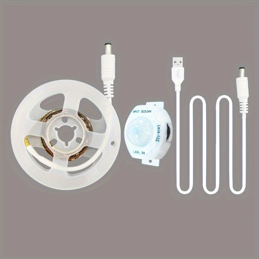 LED Strip Light With Motion Sensor White USB Powered For Stairs Cabinets and Bedrooms